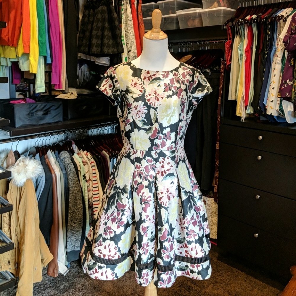 French Connection Floral Jacquard Skater Dress